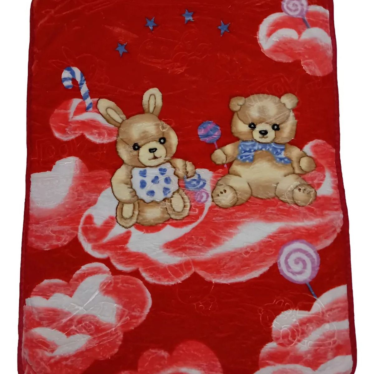 GENERICO - Frazada suave para bebé oso nubes rojo 00241RJ