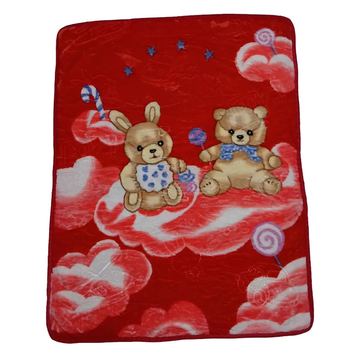 GENERICO - Frazada suave para bebé oso nubes rojo 00241RJ