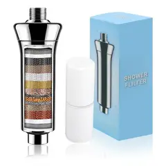 KUANGYE - Filtro Ducha Cromado De 8 Elementos - Elimina Cloro