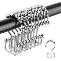 12pz Ganchos De Acero Inoxidable Para Cortinas De Baño Doble