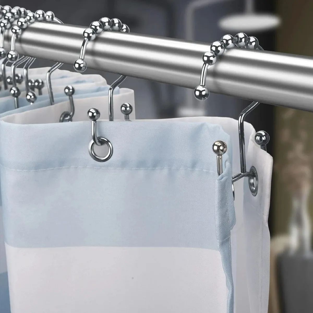 KUANGYE - 12pz Ganchos De Acero Inoxidable Para Cortinas De Baño Doble