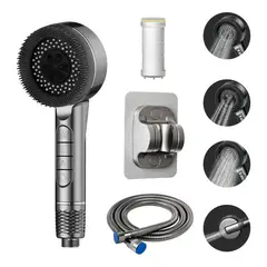 KUANGYE - Cabezal De Ducha Alta Presión 4 Modos Con Filtro Y Manguera