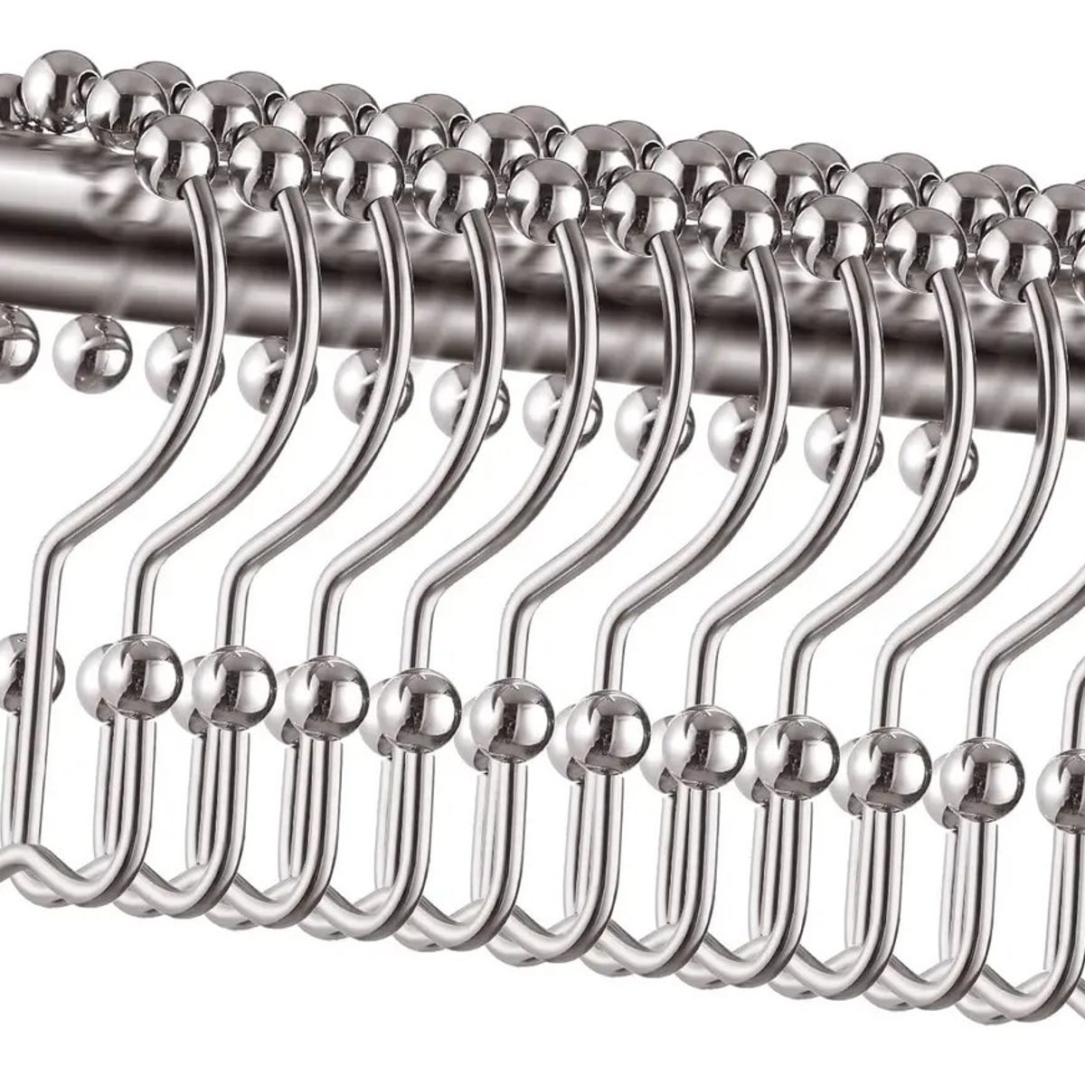 KUANGYE - 12pz Ganchos De Acero Inoxidable Para Cortinas De Baño Doble Plateado