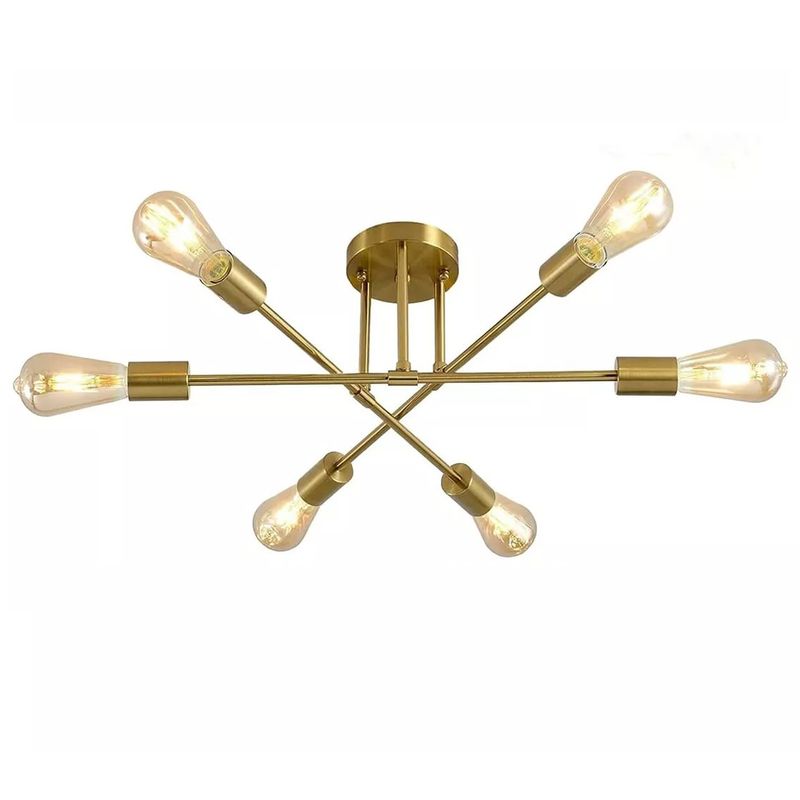 TNAKIEX - Lámpara Colgante Techo 6 luces - Dorada