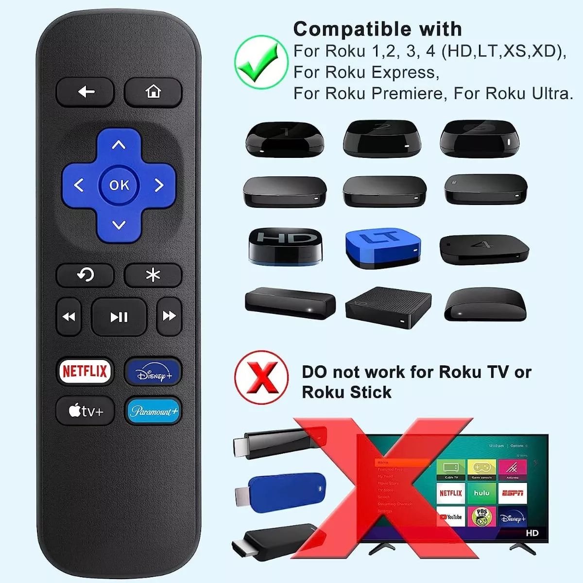 KINDA NICE - Control Remoto Universal Compatible Con Roku Express Etc