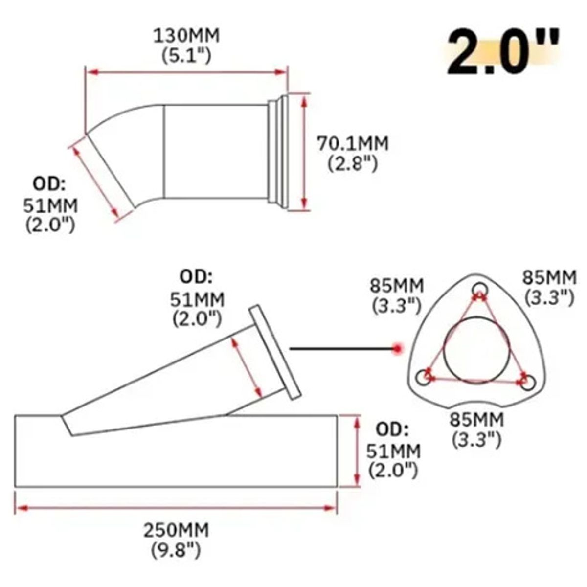 KUANGYE - Cut Out Exhaust Tubo Escape Libre 2in+Control Remoto Nuevo