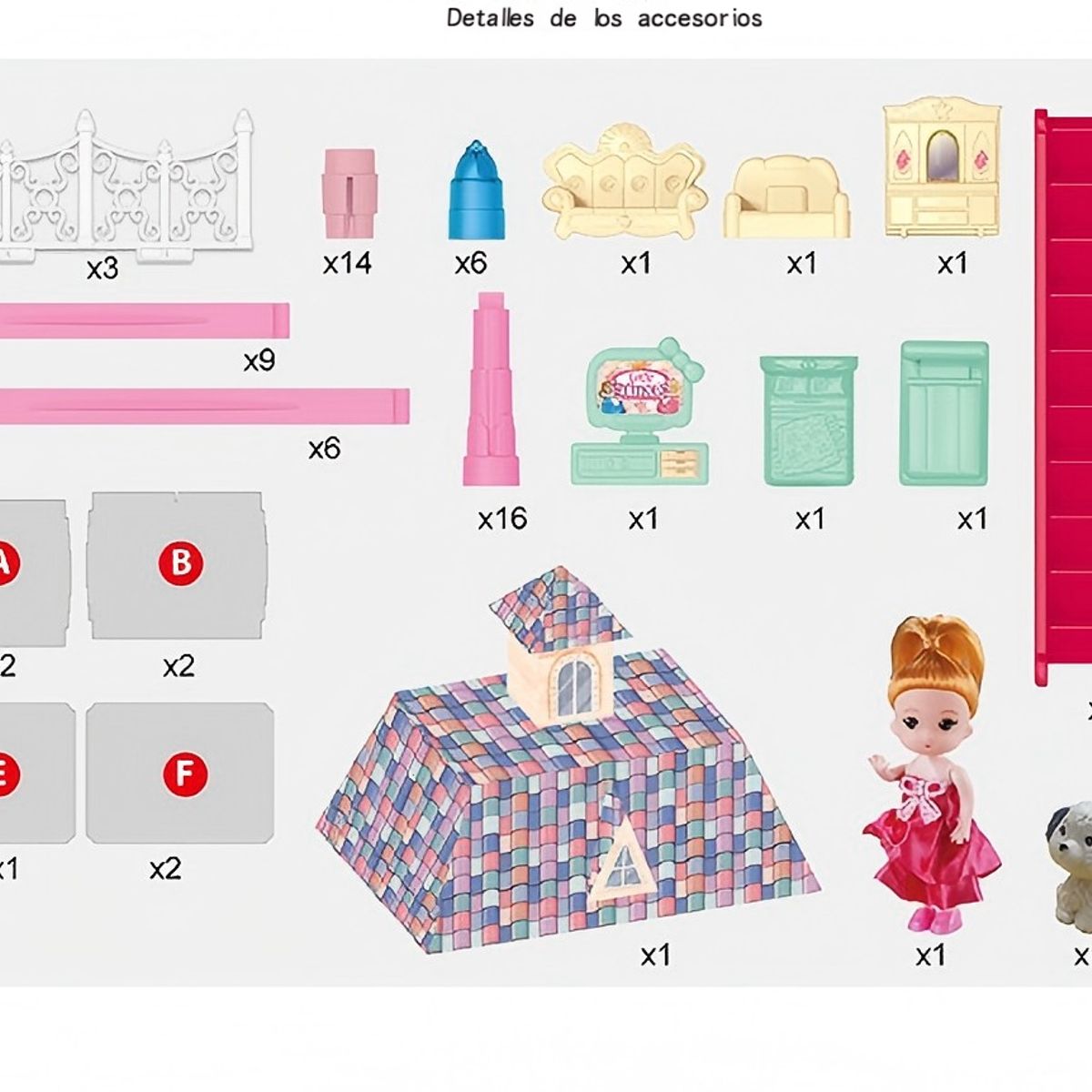 MAMITA Y BEBE - Casa de Muñecas Castillo Princess para Barbie Juguete Niñas