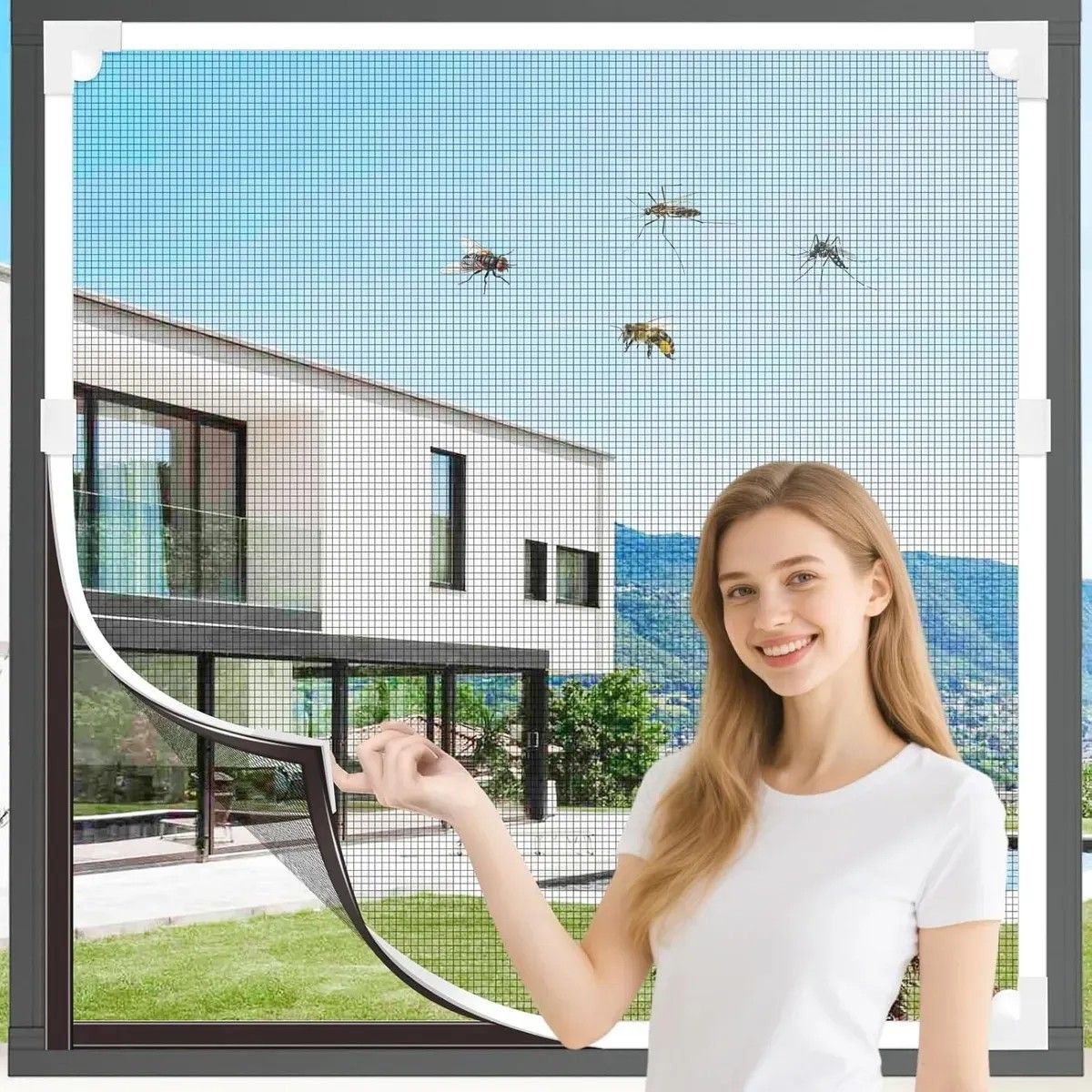 KUANGYE - 130×150 CM Malla Magnético Mosquetera Ventanas Anti Insecto