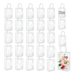 KUANGYE - 30 Bolsa Regalo Con Asa Transparente Reutilizable Decoracion