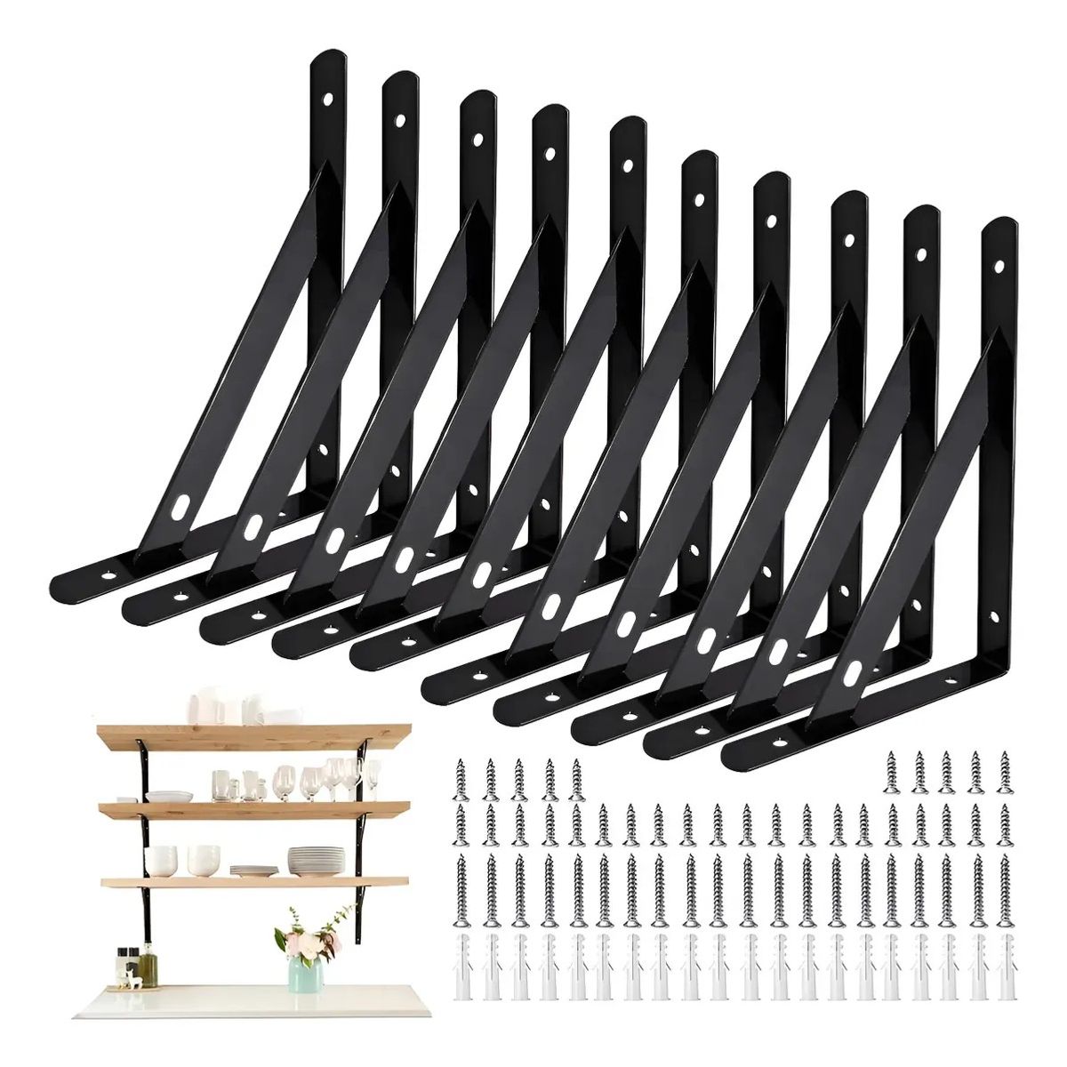 KUANGYE - 10 Pcs L Soporte Reforzado Para Acero Repisas De 20x12 Cm