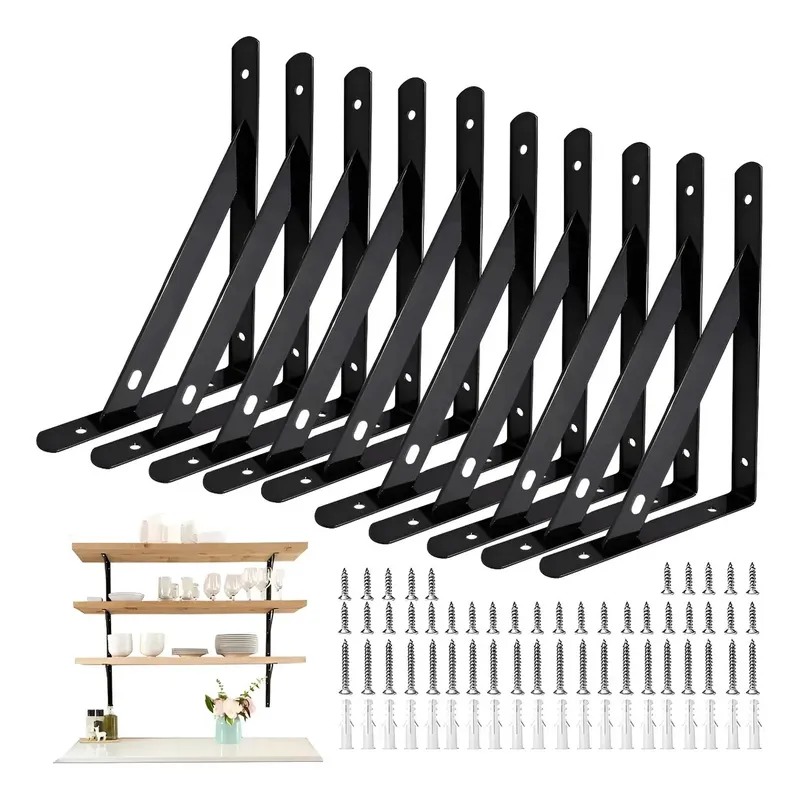 KUANGYE - 10 Pcs L Soporte Reforzado Para Acero Repisas De 20x12 Cm