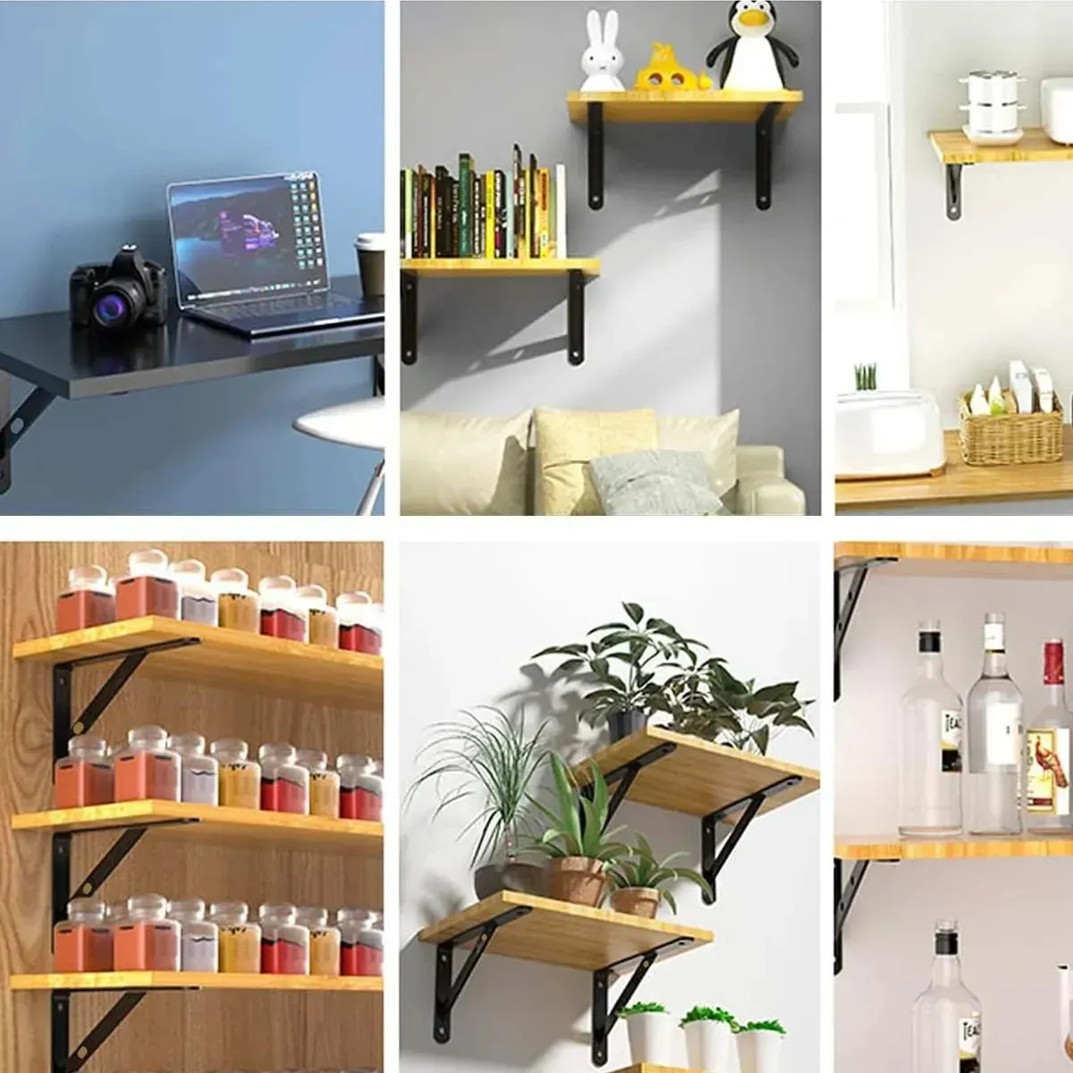 KUANGYE - 10 Pcs L Soporte Reforzado Para Acero Repisas De 20x12 Cm