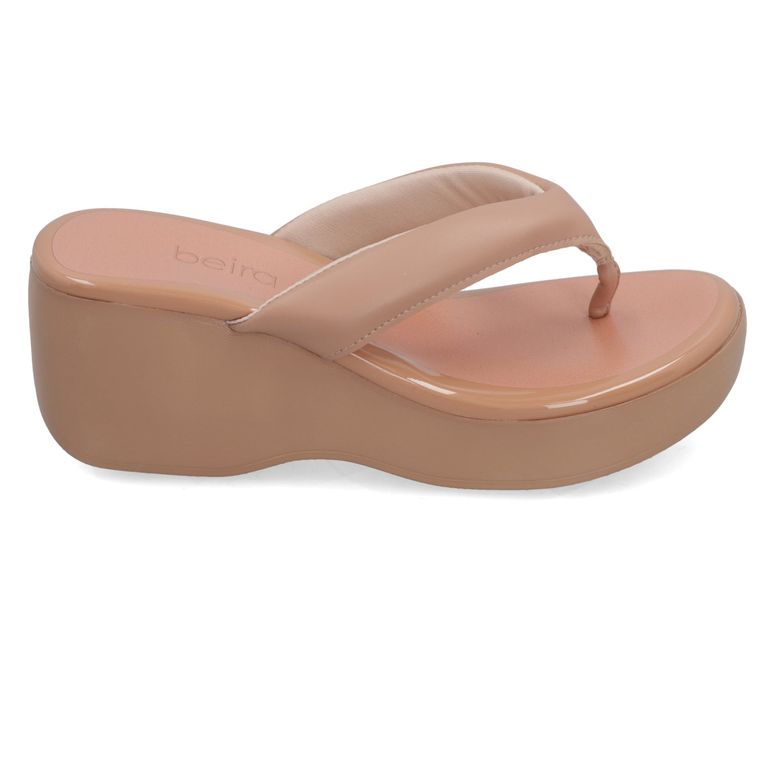 Sandalia Plataforma 7cm Mujer Eco Cuero Nude