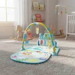JAGIMA - Alfombra Gimnasio Musical Con Piano Juguete Para Bebé Azul - Celeste - pequeño
