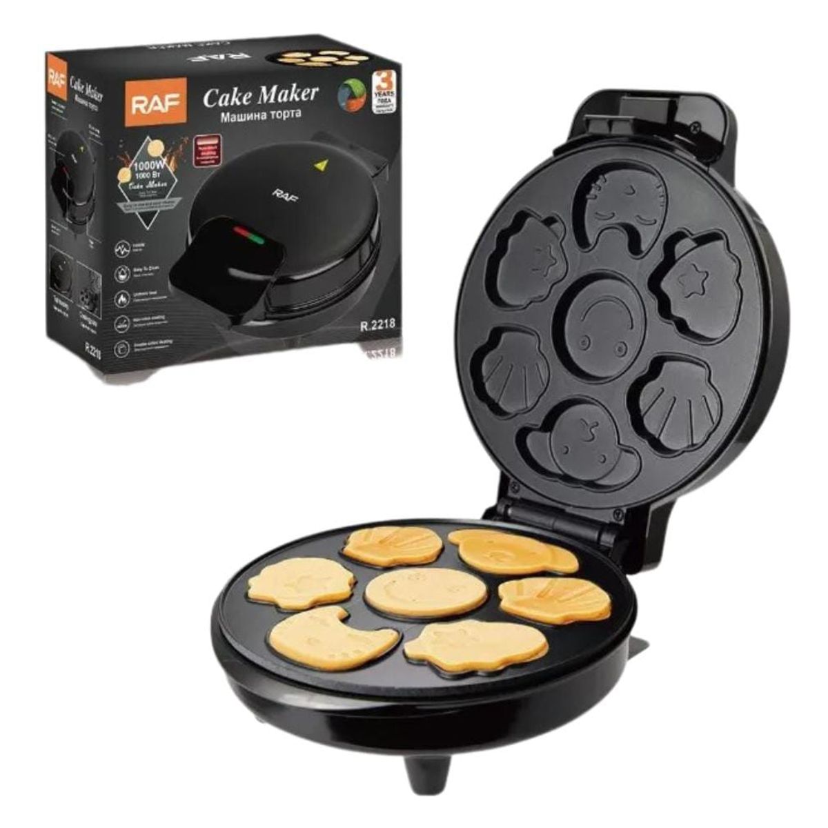 GENERICO - Maquina Para Hacer Hot Cake Con Formas Raf Antiadherente Color Negro