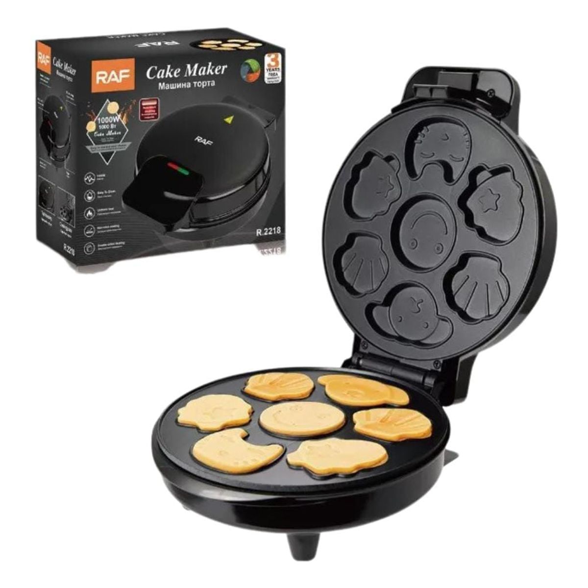 GENERICO - Maquina Para Hacer Hot Cake Con Formas Raf Antiadherente Color Negro