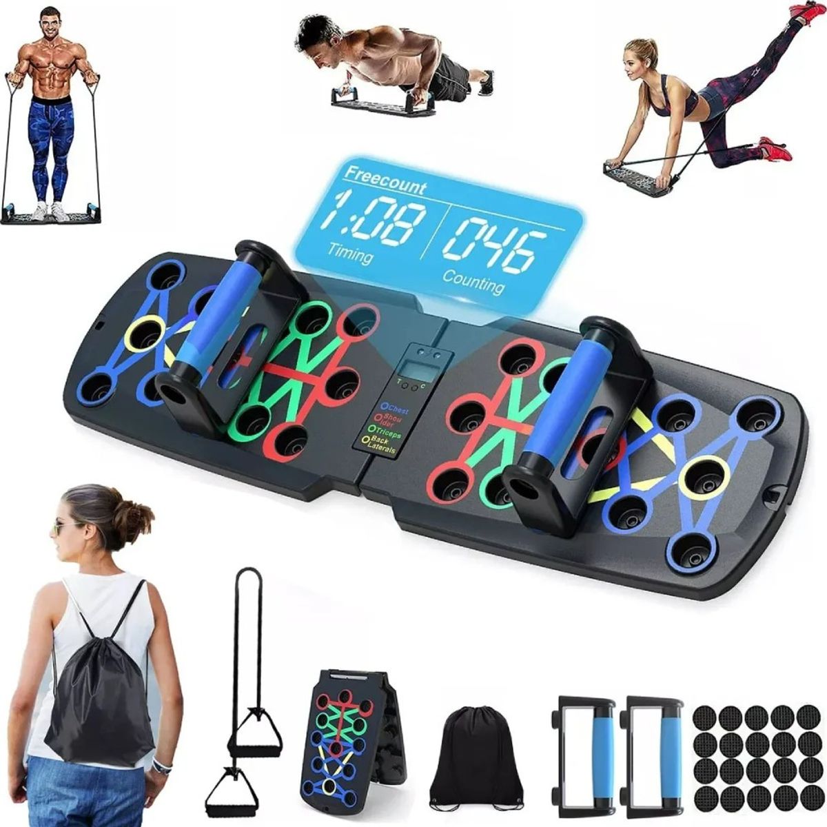 MUNDO MAGIA - Tabla Para Lagartijas Plegable Con Pantalla Fitness Muscular