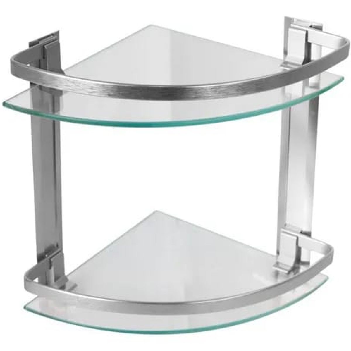 GENERICO - Esquinero De Ducha En Aluminio Y Vidrio 6mm Doble Nivel Plateado