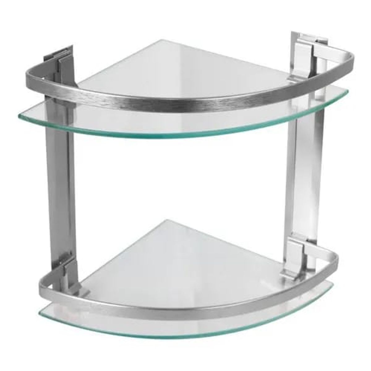 GENERICO - Esquinero De Ducha En Aluminio Y Vidrio 6mm Doble Nivel Plateado