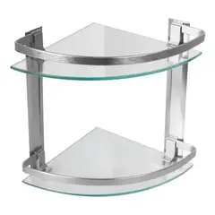 GENERICO - Esquinero De Ducha En Aluminio Y Vidrio 6mm Doble Nivel Plateado