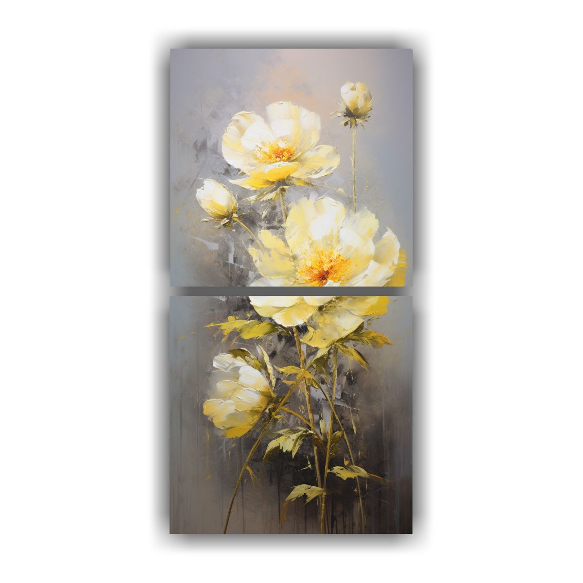GENERICO - Cuadro De Flores Amarillas En Lienzo Estilo Pared 20x40 Cm