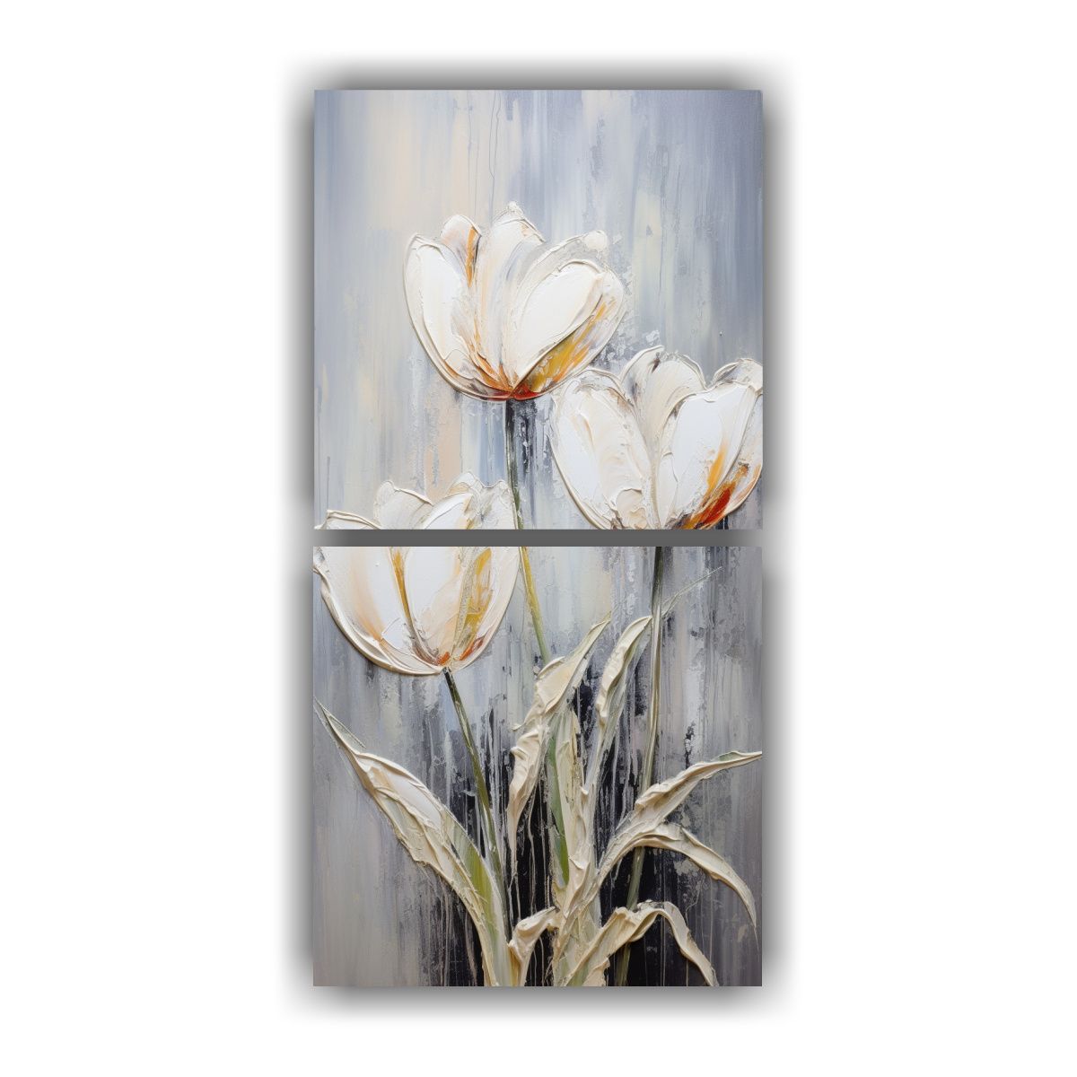 GENERICO - Pintura Inspiradora De Tulipanes Blancos En Dos 50x100 Cm
