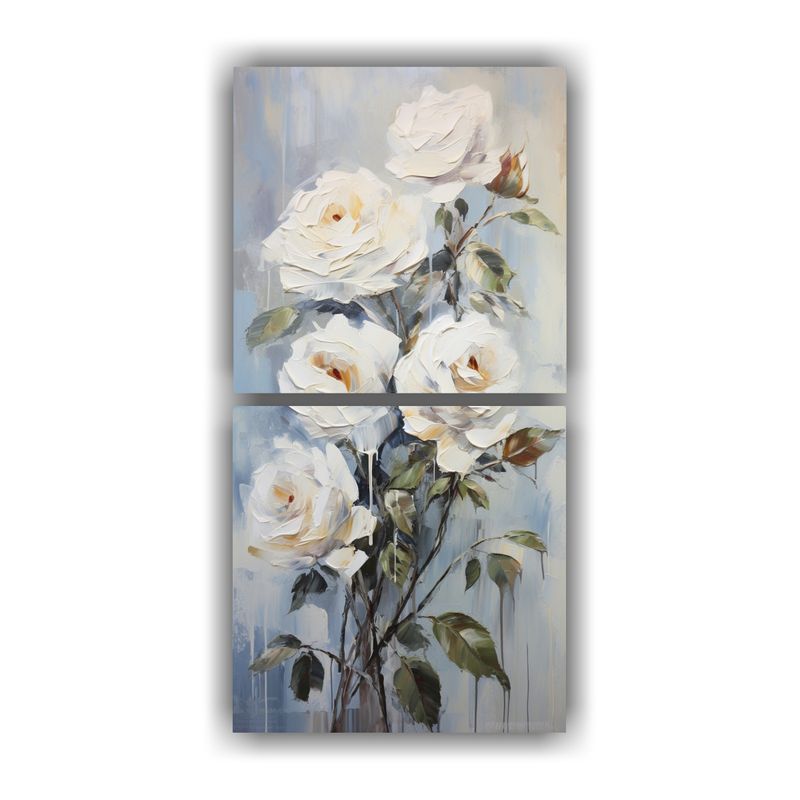 GENERICO - Pintura En Lienzo De Rosas Blancas Estilo 40x80 Cm
