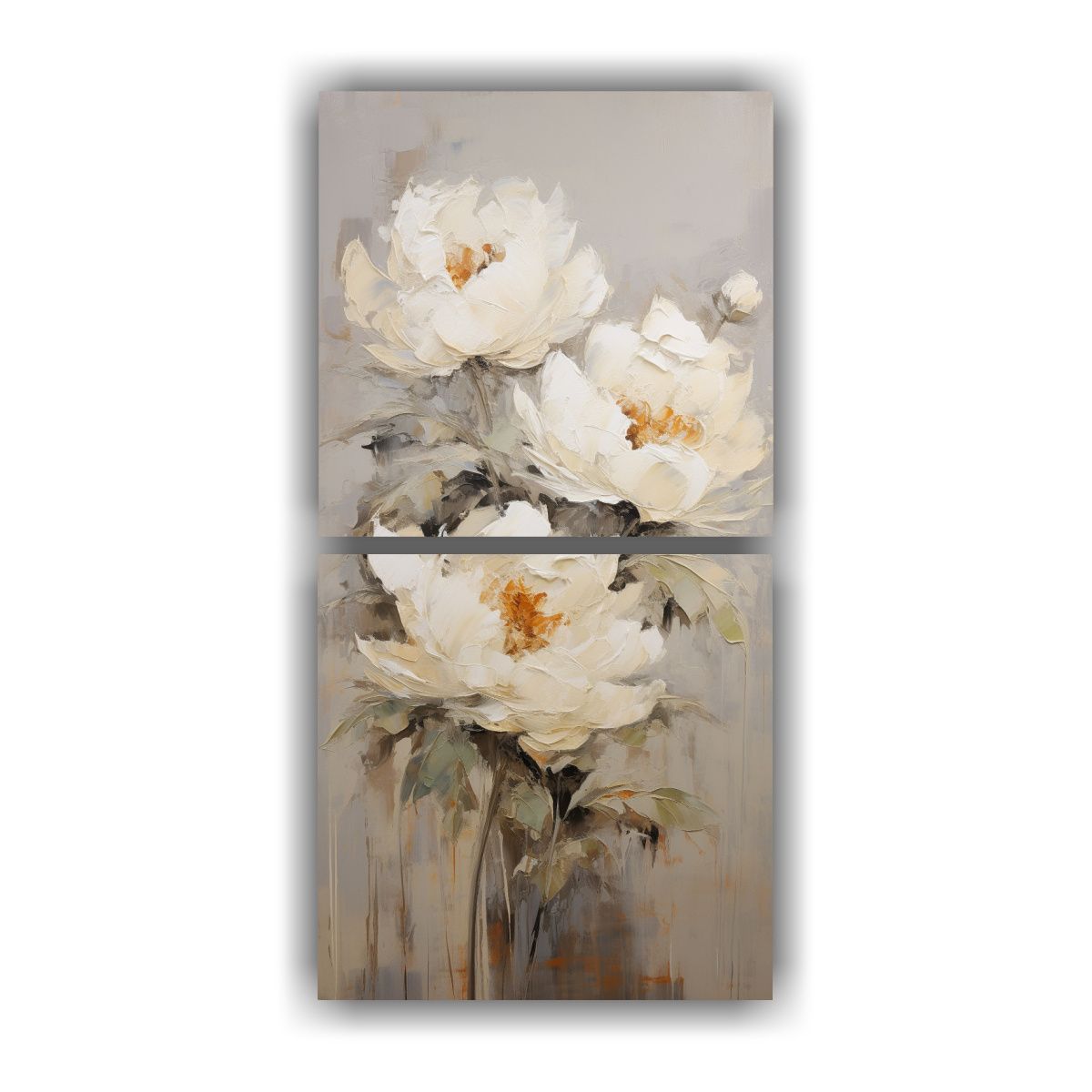 GENERICO - Cuadro Acuarela De Peonías Blancas Estilo 30x60 Cm