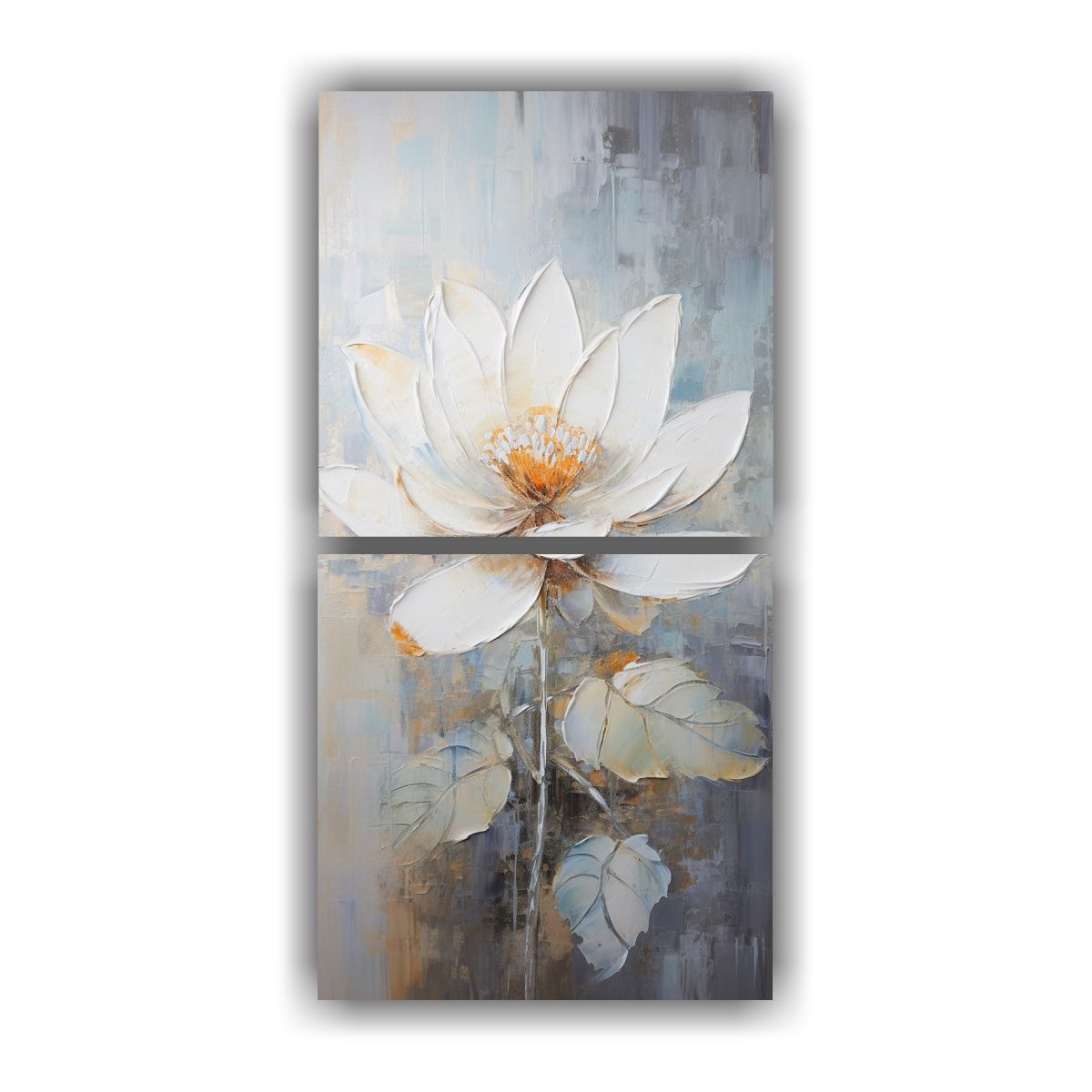 GENERICO - Obra De Arte Creativa De Loto Blanco En Lienzo 40x80 Cm