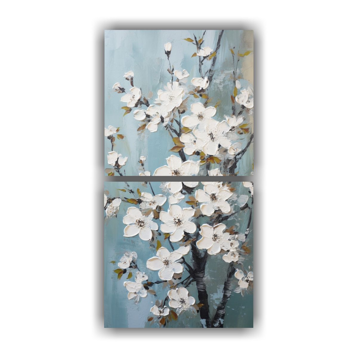 GENERICO - Pintura Vertical De Cerezos Blancos En Lienzo 60x120 Cm