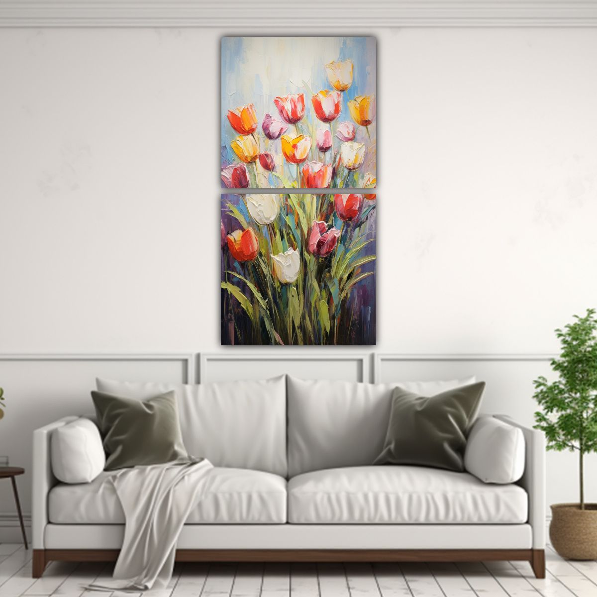 GENERICO - Pintura Vibrante De TULIPANES En Lienzo Con 60x120 Cm