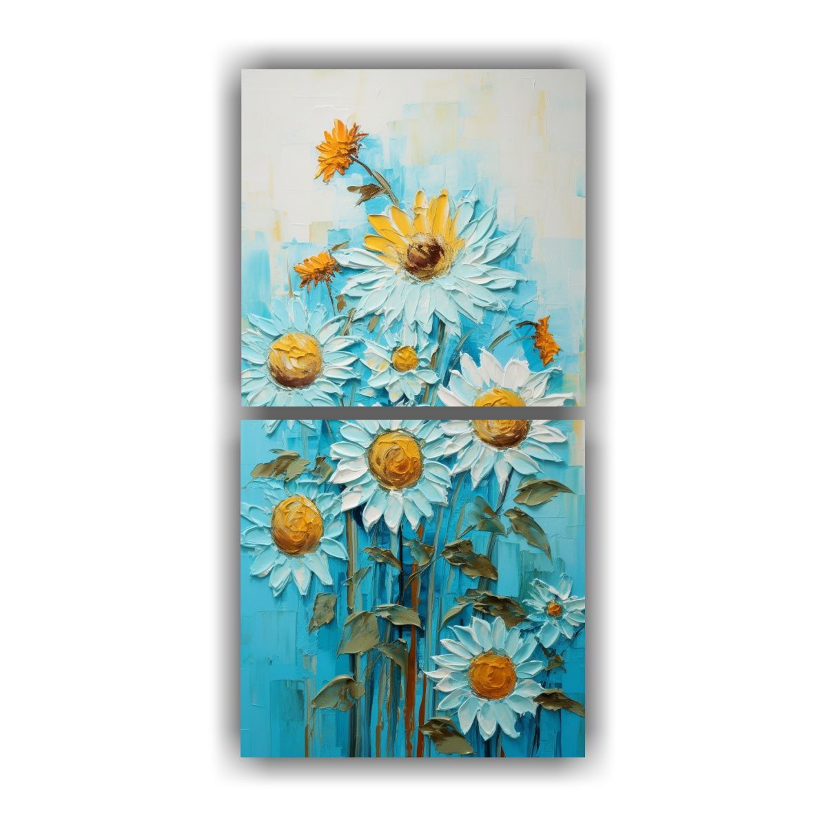 GENERICO - Cuadro Espectacular De Girasoles Turquesa En 60x120 Cm
