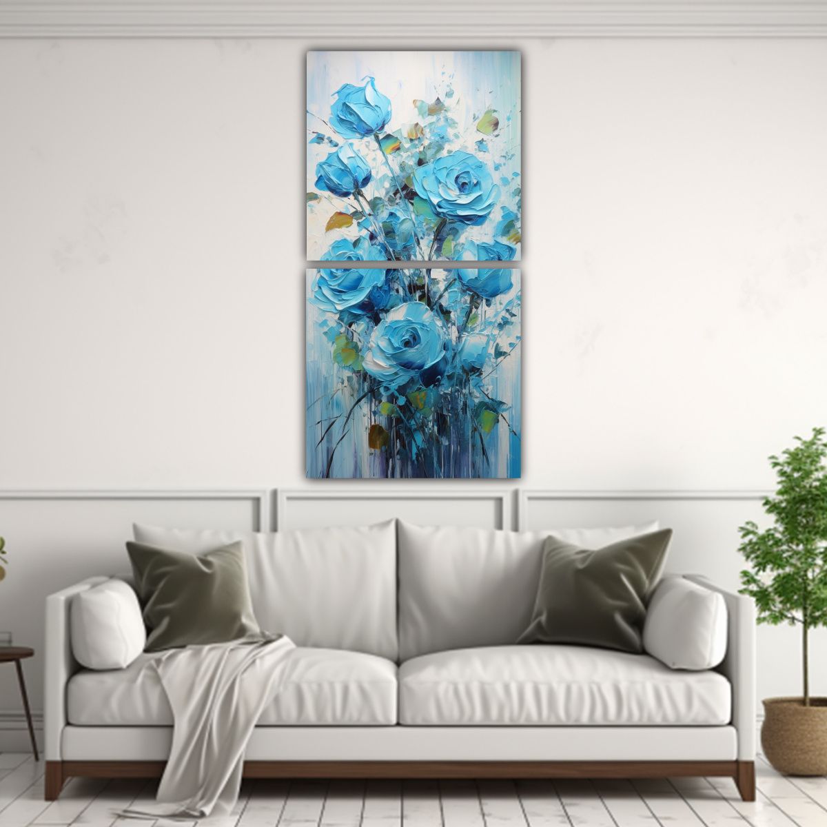 GENERICO - Pintura De Rosas Turquesa En Lienzo Estilo 50x100 Cm