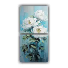 GENERICO - Cuadro Impreso Minimalista De Peonías Turquesa 50x100 Cm