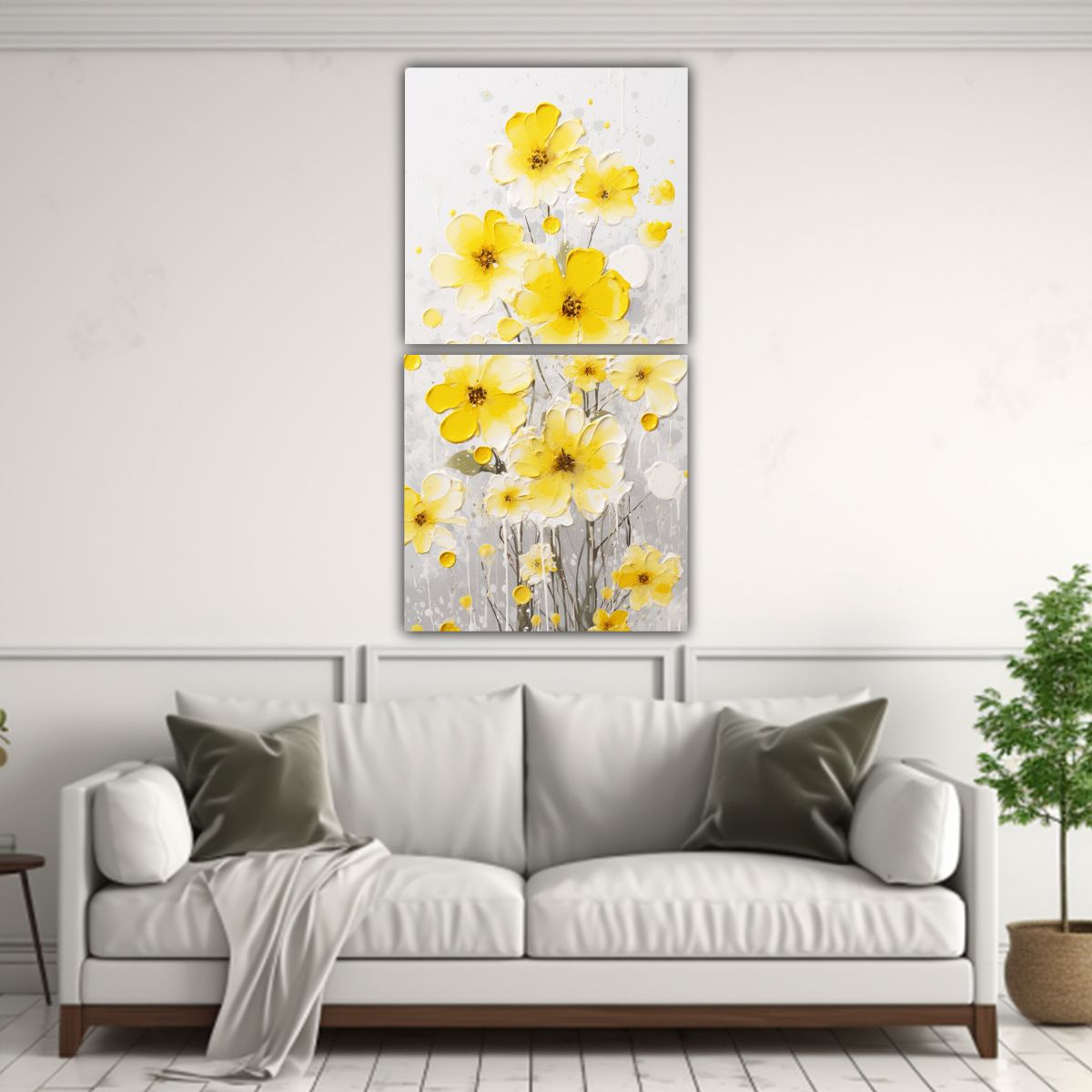 GENERICO - Cuadro Tela Sublimada Elegante En Blanco Pintura 50x100 Cm