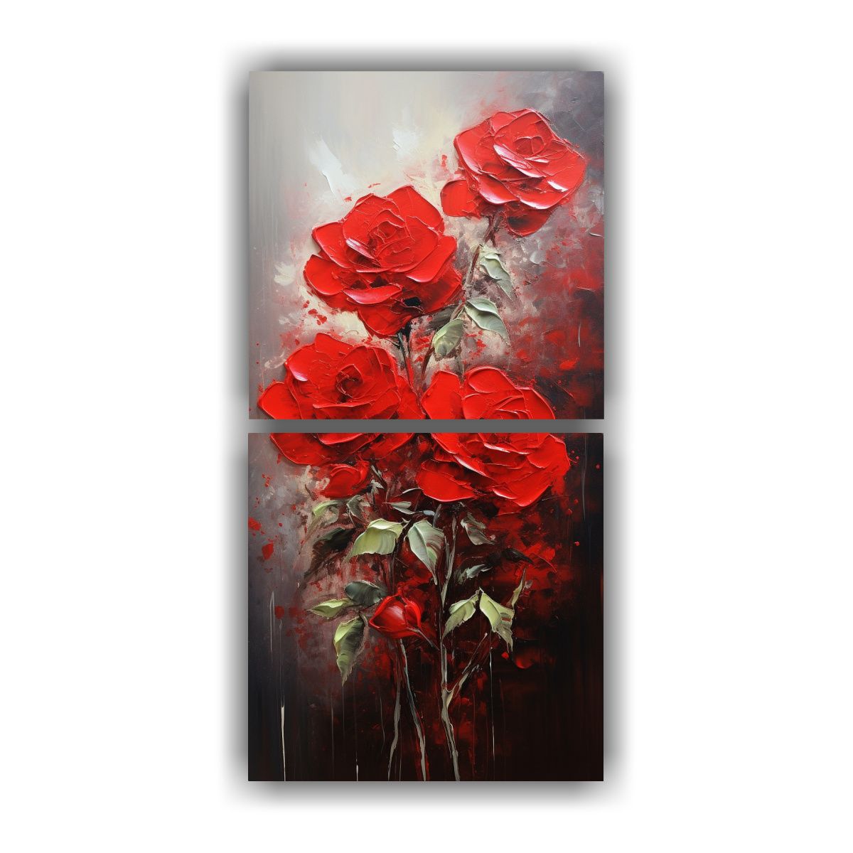 GENERICO - Pintura En Lienzo Estilo Galería De Rosas Rojas 20x40 Cm