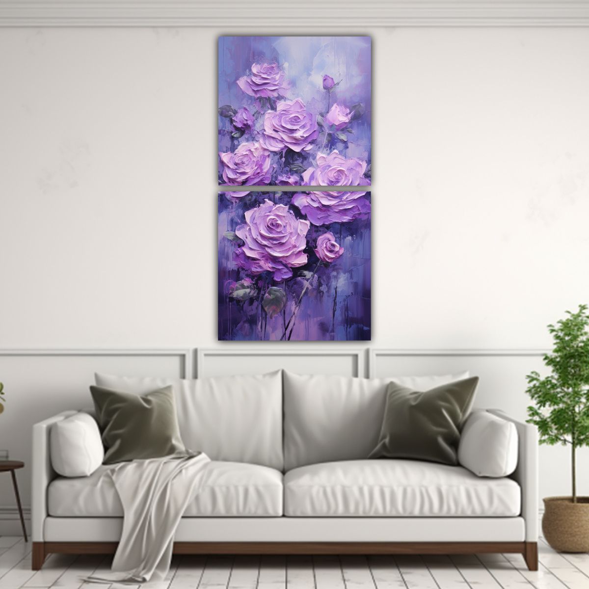 GENERICO - Cuadro Concepto Living En Lienzo De Rosas 40x80 Cm