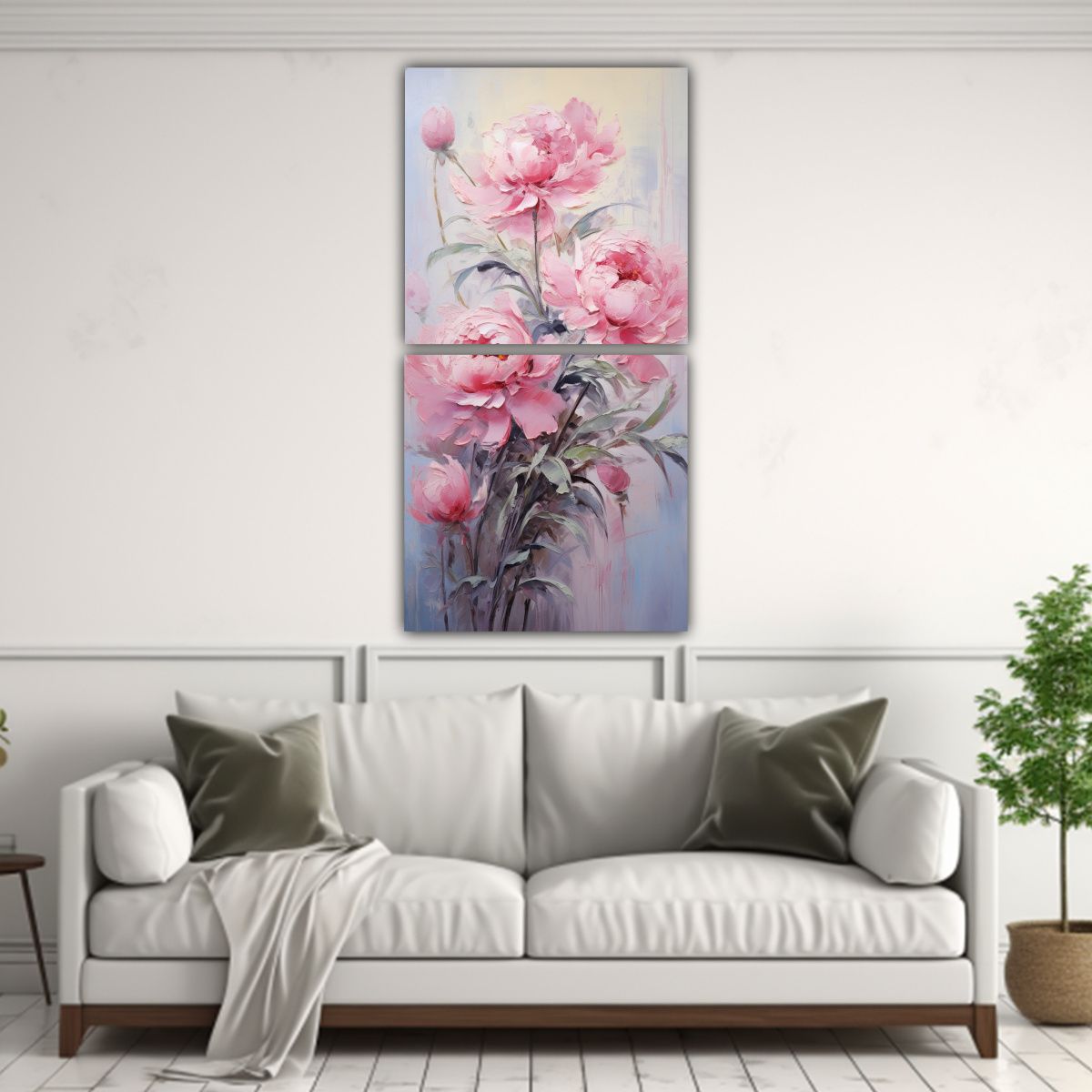 GENERICO - Lienzo De Tela Colores Majestuosas Con Peonías 60x120 Cm