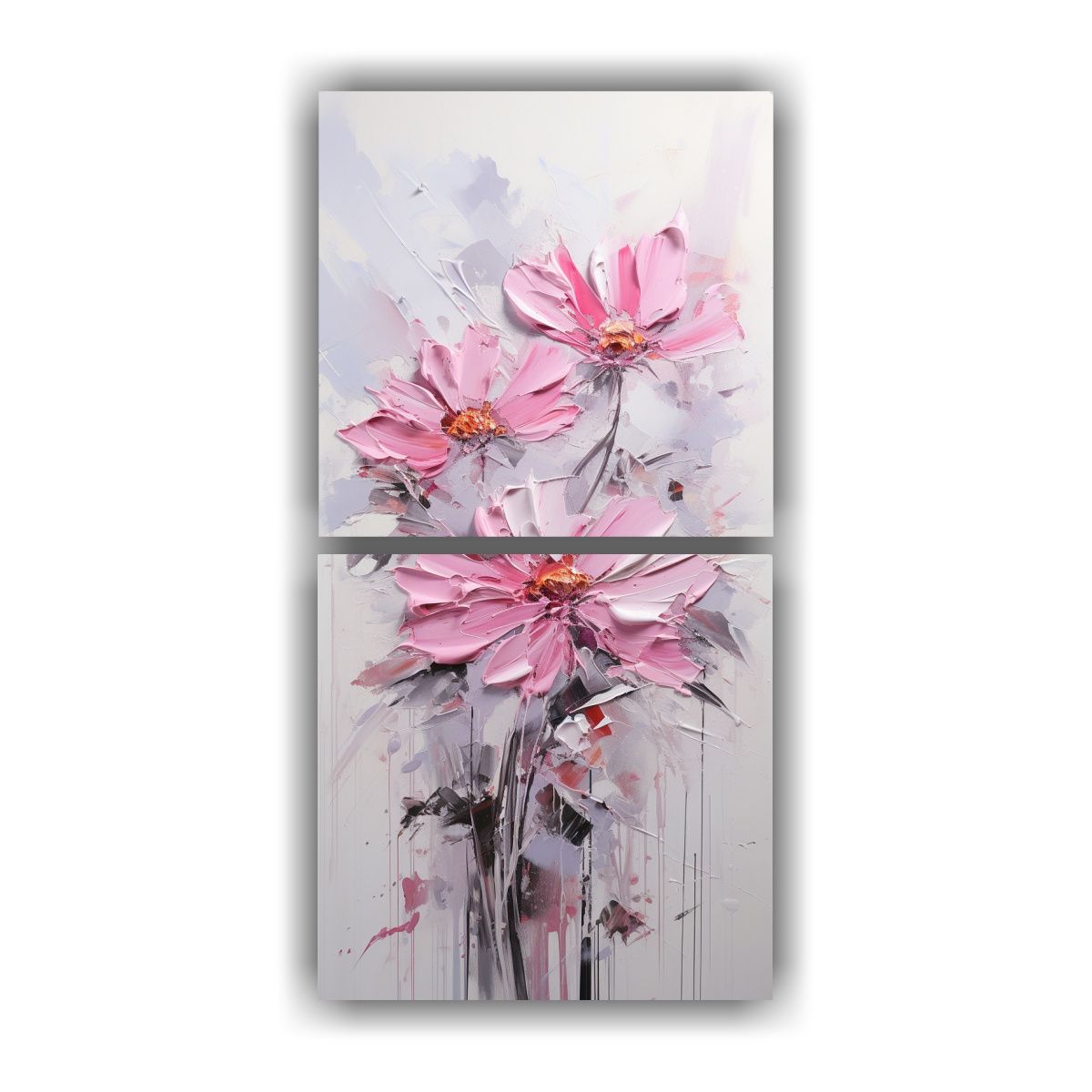 GENERICO - Cuadro De Adorno Dos Lienzos Modernos Con Pintura 20x40 Cm