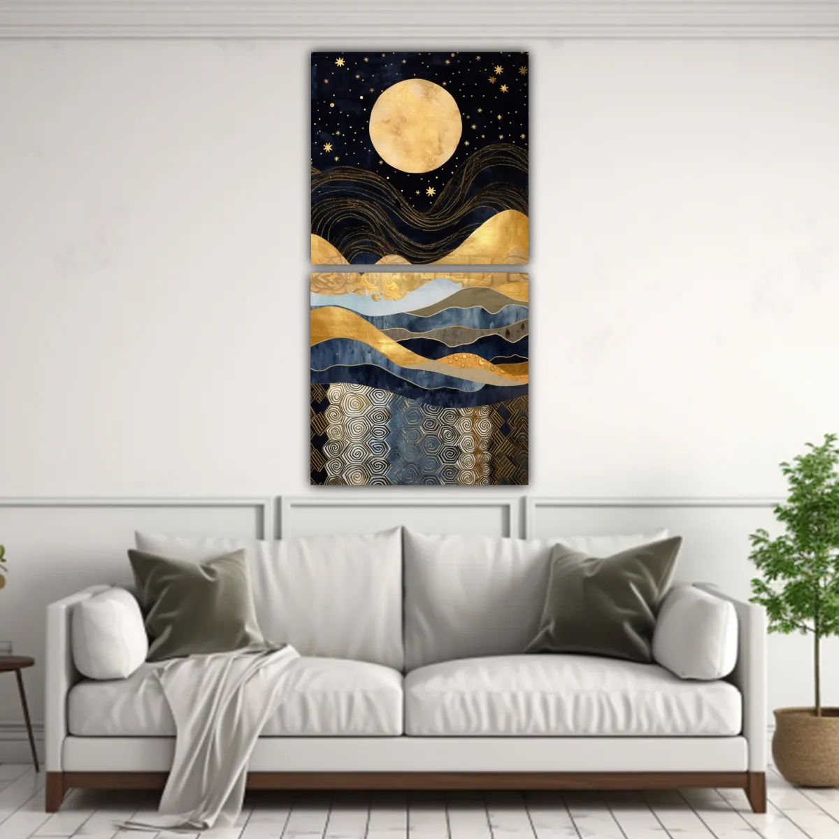 GENERICO - Pintura Simétrica Con Luna Cerca De Las 60x120 Cm