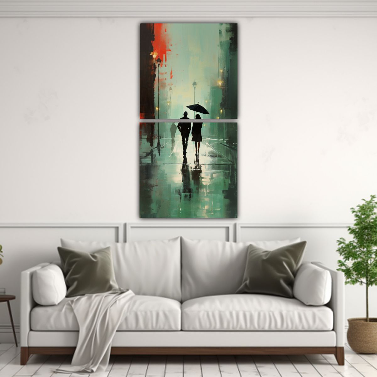 GENERICO - Pintura Lluvia Perspectiva Caminando Bajo La 40x80 Cm