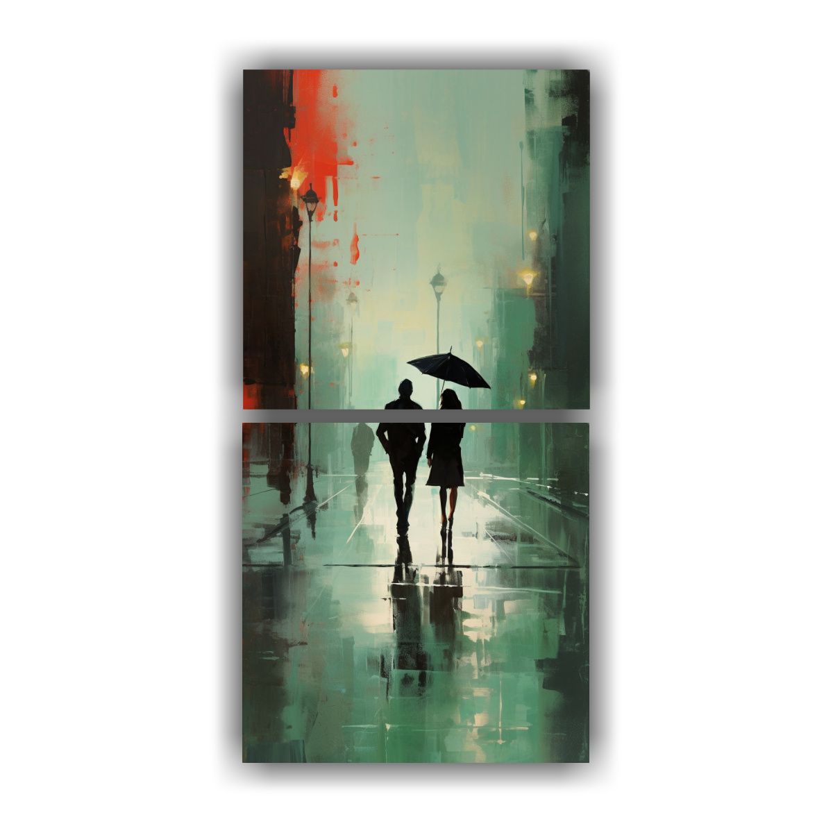 GENERICO - Pintura Lluvia Perspectiva Caminando Bajo La 20x40 Cm