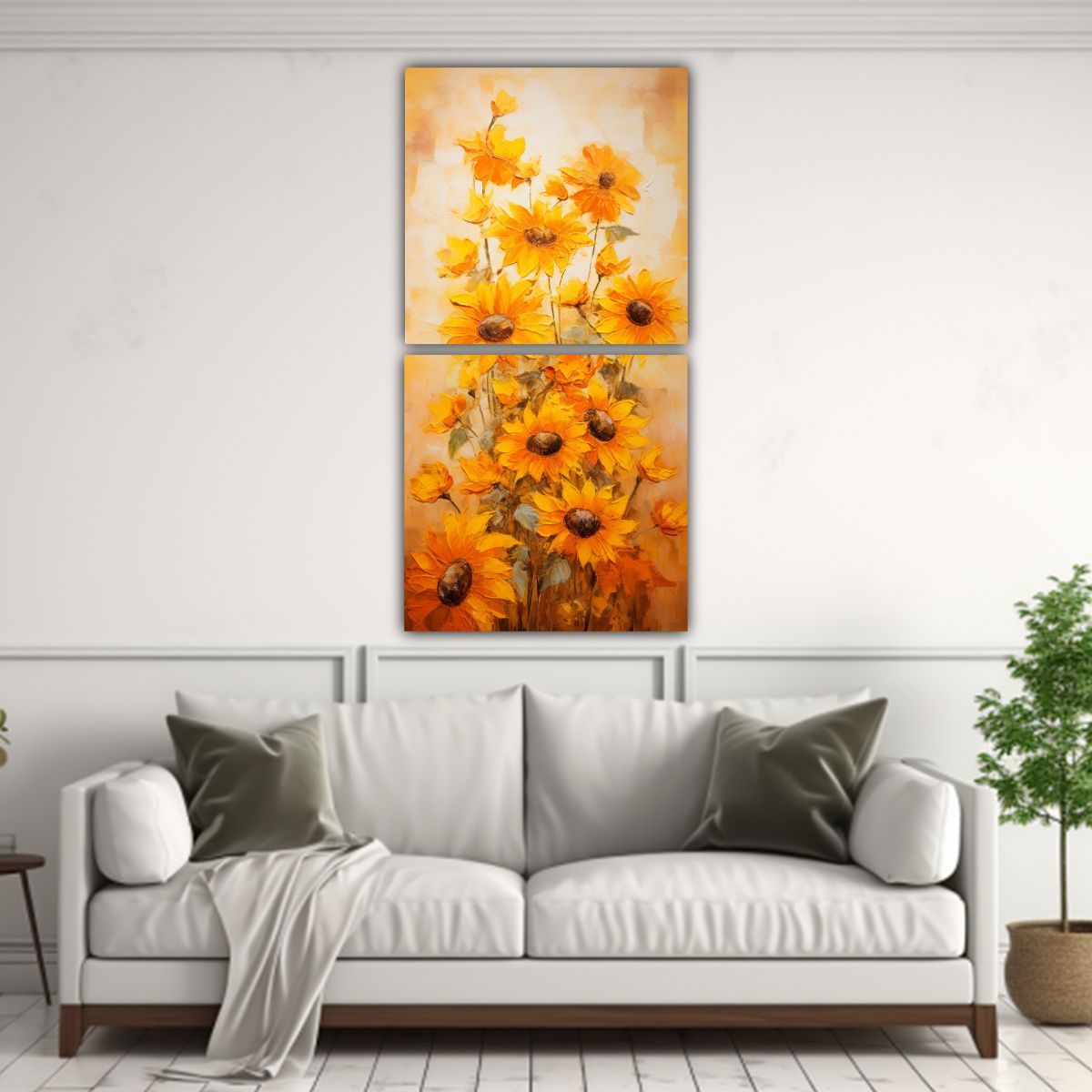 GENERICO - Cuadro Estilo Galería Intensidad Con Girasoles 50x100 Cm
