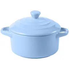 GENERICO - Mini Cacerola Olla De Cerámica Cocotte Celeste 300ml