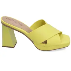 BEIRA RIO - Sandalia Taco Ancho 10cm Mujer Eco Cuero Amarillo