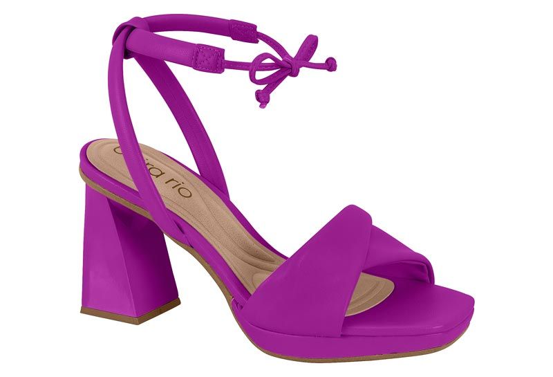 Sandalia Taco Ancho 9cm Mujer Eco Cuero Violeta