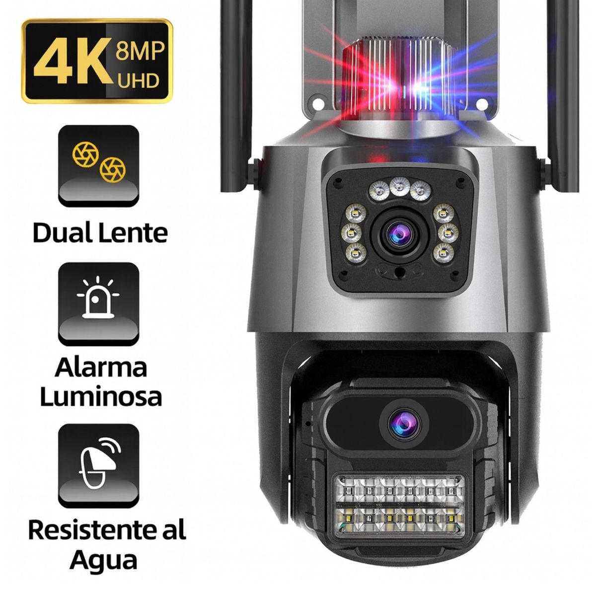 GENERICO - Cámara Domo Wifi Doble Lente Full Hd Con Alarma Seguimiento