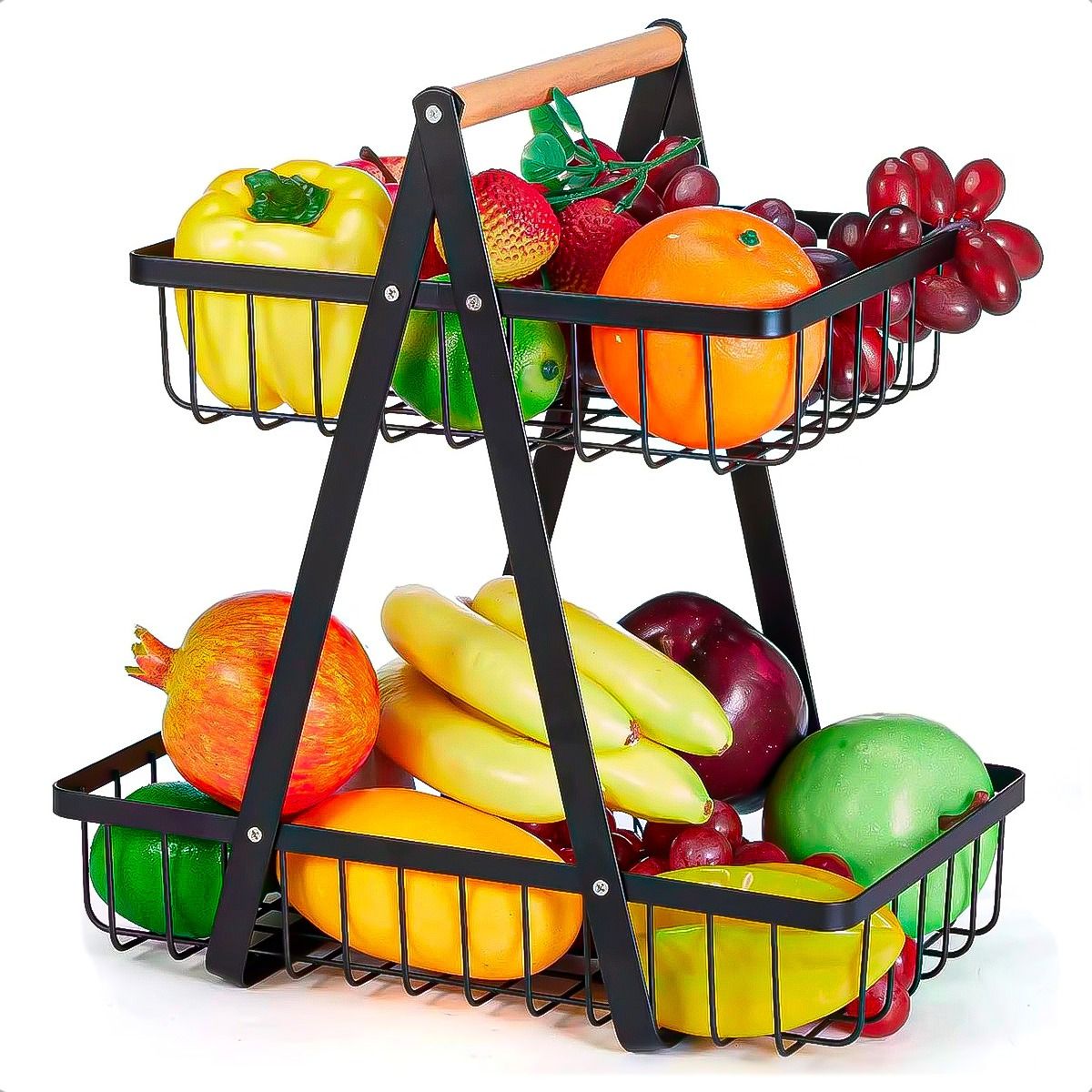 GENERICO - Cesto De Frutas Metalico Frutero Mesa Cesto Frutas 2 Niveles