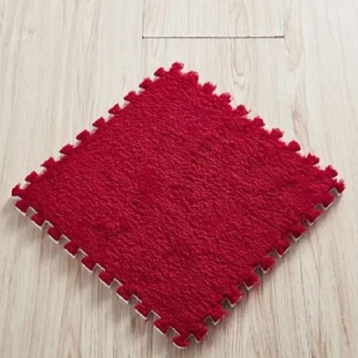 GENERICO - Pack 10 Alfombras Shaggy Rompecabezas Rojo