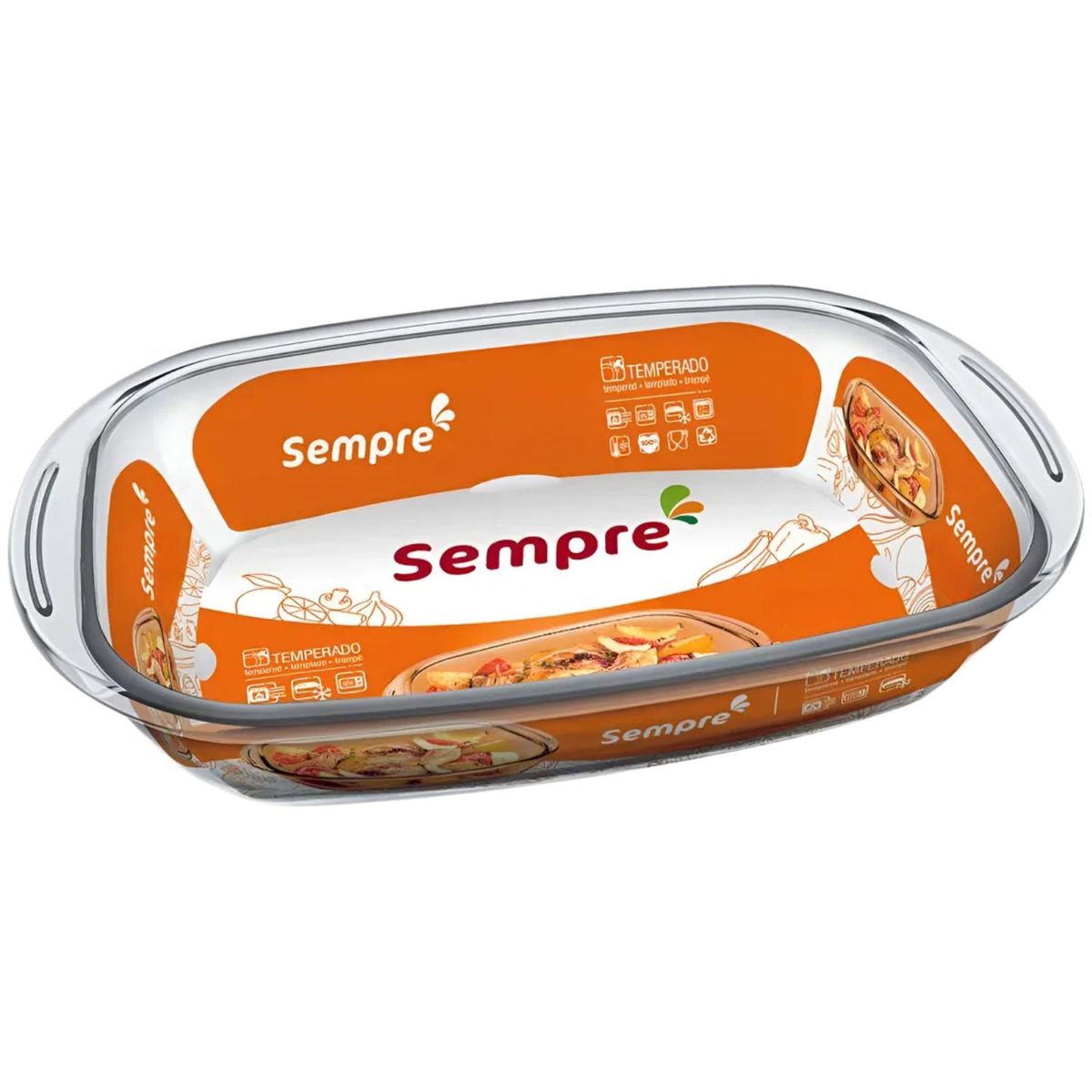 SEMPRE - Bandeja Rectangular Pequeña Vidrio Templado 1800mL Sempre